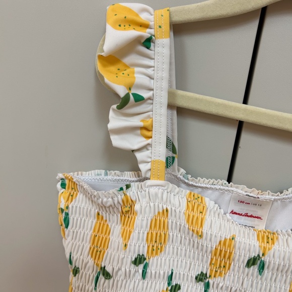 HANNA ANDERSSON Lemon smocked swim top tank peplum sz US 12 / 150cm - Picture 5 of 12